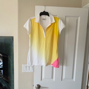 Nike Women's White and Yellow Gradient Golf Blouse